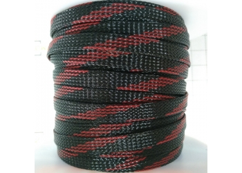 Защитная полиэстеровая оплетка ( змеиная кожа ) PILOT PL-1020 Черно-Красная, диаметр 10мм, цена за 1 метр, в бухте 100 метров