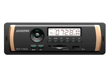 Автомагнитола Digma DCR-110G24, 1DIN, 4X45Вт, USB/SD, AUX-вход, 24 вольта