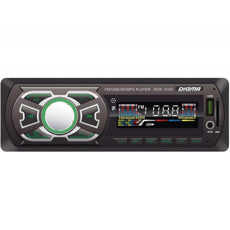 Автомагнитола Digma DCR-310G, 1DIN, 4X45Вт, USB/SD, AUX-вход
